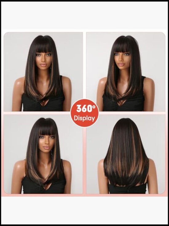 Long Straight Mixed Blonde with Bangs Fashion Wig for Women Heat Resistant main image 5